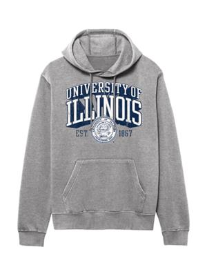 Image of UNIVERSITY OF ILLINOIS DOUBLE ARCHWAYS OVER SEAL EST 1867 HOODIE -  smokedpearl